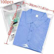 100 个大号自封玻璃纸袋自粘式透明可重复密封玻璃纸塑料袋,用于包装衣服、T 恤、裤子、饰品 - 白色 - 查看 6