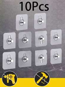 32/16/8/4pcs No Drill Invisible Nail Screw Adhesive Tile Hooks, Strong Sticky Wall Hooks For Photo Frame, Damage-Free Hanging - Clear - View 2