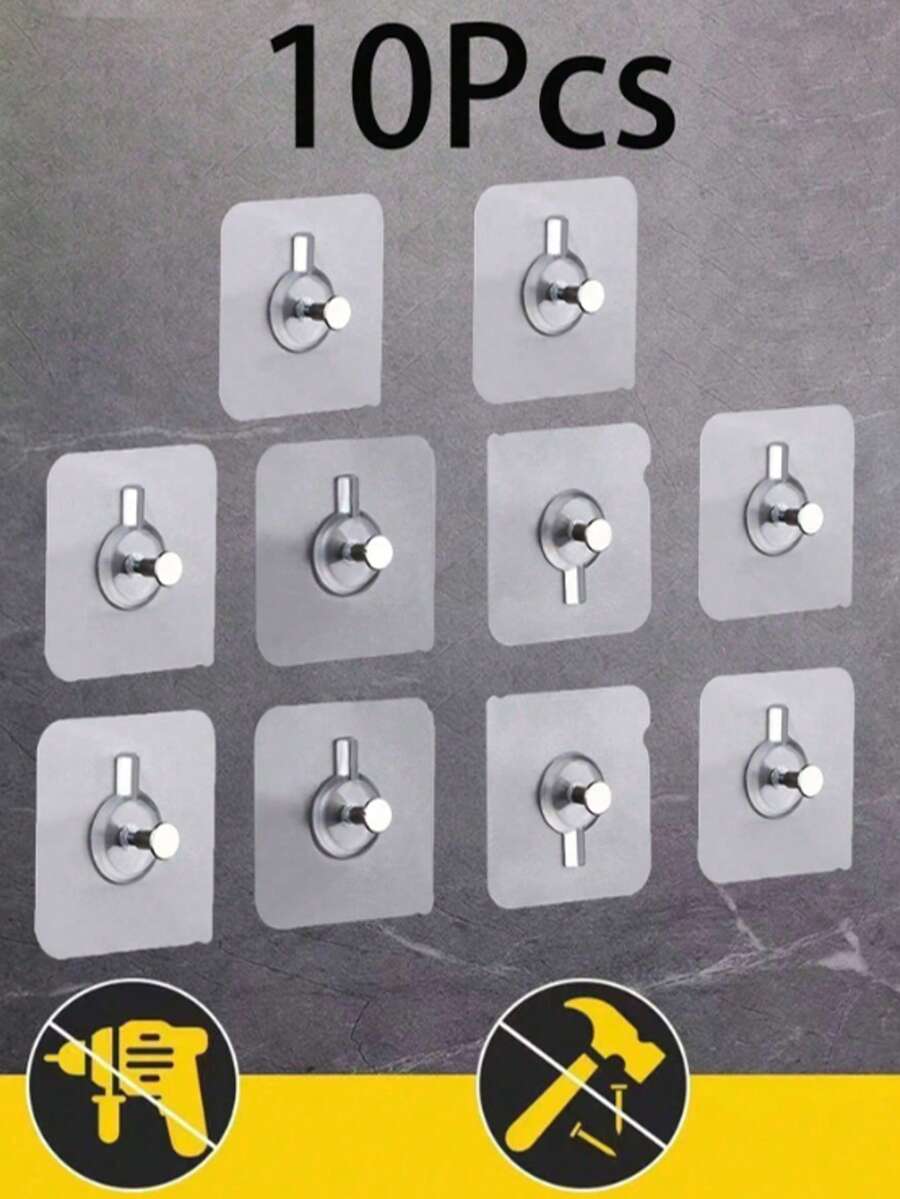 32/16/8/4pcs No Drill Invisible Nail Screw Adhesive Tile Hooks, Strong Sticky Wall Hooks For Photo Frame, Damage-Free Hanging