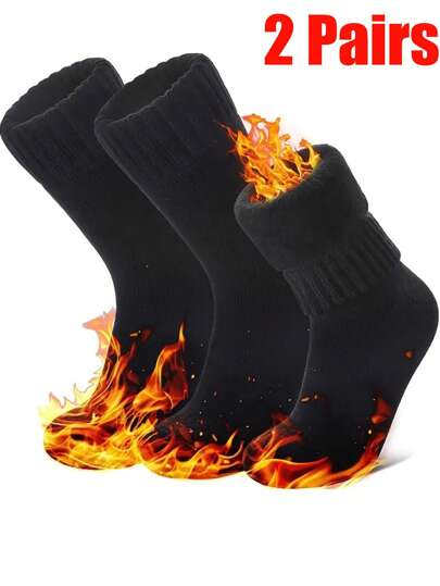 2/3/5 Pairs Thick Thermal Lined Socks, Warm Winter Socks For Men, Suitable For Outdoor Activities, Cycling, Skiing, Fits US 4.5-9 / UK 3.5-8 / EU 36-43, Cozy