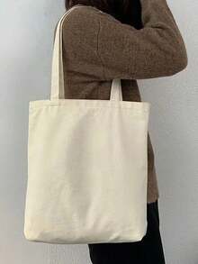 10个/套 时尚可重复使用帆布手提袋，手提包，单肩包，托特包，米色帆布包，可折叠可重复使用布艺手提袋，DIY彩绘帆布包，简约大号学生书包，化妆包，旅行必备，沙滩包，邮轮必备，健身包，情人节礼物（女士），学校帆布包 - 彩色 - 查看 7