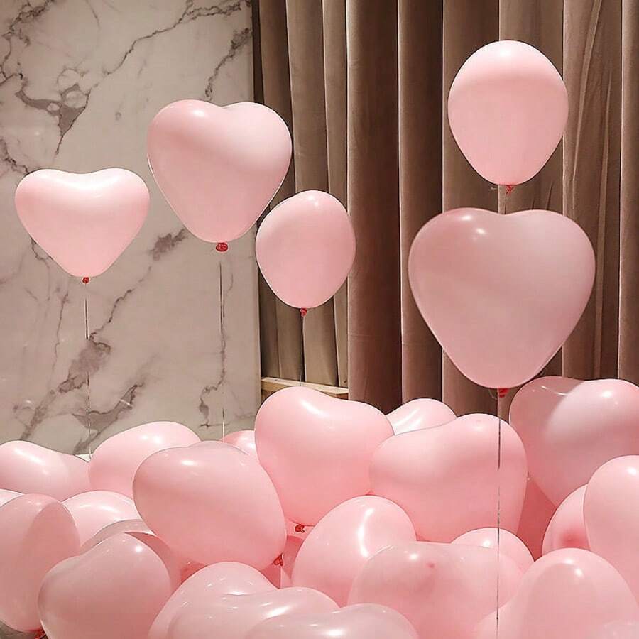 10/25/50/100 unidades Globos con forma de corazón color rosa, globos de amor, adecuados para cumpleaños, baby shower, fiestas, bodas, San Valentín, Acción de Gracias, Día de la Madre, Navidad, Año Nuevo, ceremonias de inauguración, temporada de graduación, decoración del hogar, decoraciones de fiesta con globos - Rosa Pálido - Ver 1