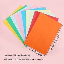 40 Sheets Colored Cardstock, A4 180gsm Thick Color Paper Sheets Construction Paper For Printing Scrapbooking Card Making DIY Arts Crafts - 10 Assorted Colors, 210 X 297 Mm, School Supplies, Back To School