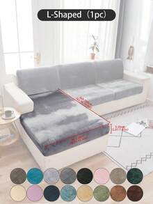 1 pieza Funda de cojín de sofá de peluche de zorro plateado gris oscuro, minimalista clásica, funda protectora decorativa a prueba de polvo de unicolor y elástica, adecuada para hotel, dormitorio, decoración de sala de estar, decoración de habitación, negro, gris claro, caqui, decoración de otoño, decoración de habitación, vuelta al colegio, útiles escolares