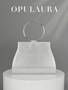 OpulAura 女士时尚闪亮水晶钻晚宴手拿包，奢华闪亮斑马图案派对手提包，适合舞会礼服、派对、庆典、生日庆典、新娘配饰 - 銀色 - 查看 6