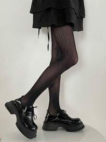 1 双奢华亮银色竖条纹紧身裤，性感、耐用、防勾丝，适合春夏季穿着 - 彩色 - 查看 7