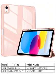 适用于 iPad 第 10 代 10.9 英寸 2022 的保护壳，带笔架，适用于 iPad (A16) 第 11 代 11 英寸 2025，透明 PC 背面，防震三折支架平板电脑保护套，自动唤醒/睡眠 - 彩色 - 查看 12