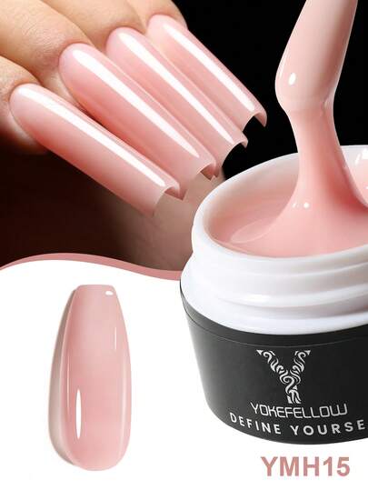 YOKEFELLOW 15g Builder Nail Gel, Nail Extension Gel Jelly Nude Pink Builder Gel Thickening Strengthen Nail Enhancement Nail Extension, Long-Lasting Gel Nail Soak Off UV LED, Nail Art Design Salon For Woman Girls & For A Holiday Gift