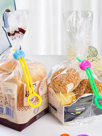 1/3/6/12件三色零食保鲜带 配创意食品密封圈扣 电线管理线收纳器 厨房收纳保鲜工具