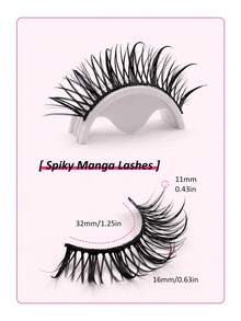 Rikuaild 5 Pairs Cartoon Big Eye False Eyelashes, Manga Style, Moisturizing Makeup Effect, Japanese Cosplay Moisturizing Lashes, Spiky Lashes, Thick Faux Mink Doll Lashes, Anime Style False Eyelashes - 尖尾漫畫款 - 查看 3
