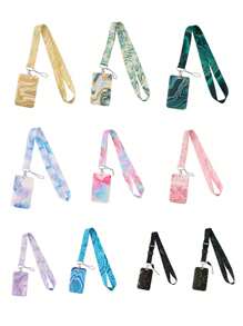 Handyschlaufe mit Marmoroptik, Polyesterband als Ausweis-/Essenskarten-Halterung, Anti-Verlust Arbeitsausweis-Halterung, Geschenk für Paar/Urlaub, Schulmaterial, Schulanfang