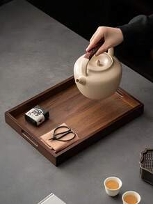 1 Pc Bamboo Wooden Serving Tray, Breakfast Tray With Handles Bed Tray For Breakfast Dinner, Eating Trays For Living Room-Back To School - Multicolor - View 2