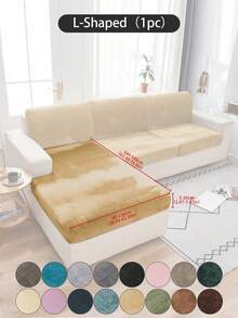 1 pieza Funda de cojín de sofá de peluche de zorro plateado gris oscuro, minimalista clásica, funda protectora decorativa a prueba de polvo de unicolor y elástica, adecuada para hotel, dormitorio, decoración de sala de estar, decoración de habitación, negro, gris claro, caqui, decoración de otoño, decoración de habitación, vuelta al colegio, útiles escolares