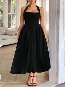 Vestido casual de playa, vacaciones, temperamento elegante, vuelta al colegio, citas, festivales de música, Día de la Madre, temporada de graduación, con cuello colgante y espalda descubierta, talla grande, para mujer