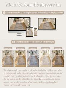 1 块米色地毯，现代简约风格，长条地毯，900 克/平方米，0.5 厘米厚度，防滑，可水洗和机洗，家居装饰，客厅，厨房，走廊，卧室，餐厅，办公室，四季皆宜 - 米色 - 查看 8