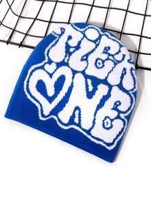 1pc Men's TiER NG Letter Jacquard Knitted Hat, European And American Style, Multicolor, In Stock, Autumn/Winter, Warm And Cold Proof, Valentine's Day Valentines Beanie Fall Outfit - Multicolor - View 17