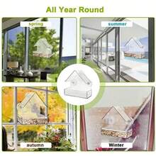 Bird Feeder Birds House For Outdoor, Window Bird Feeder With Strong Suction Cups For Wild Birds, Cardinal, Bluebird Clear Bird Feeder Acrylic Transparent Bird Food Container Outdoor Hanging Bird Feeding Station For Indoor Outdoor Garden - 無色 - 查看 9