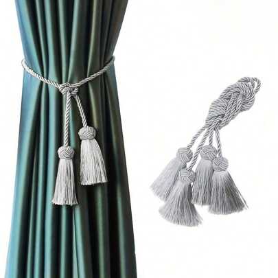 1pc Curtain Tiebacks, Decorative Drapery Holdbacks With Tassels, Curtain Fixing Straps, For Living Room Office Home Decor