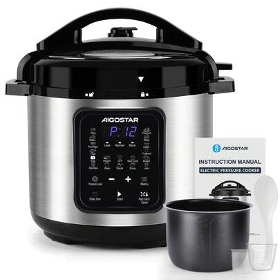 1pc 6L Multifunctional Electric Pressure Cooker, 1000W High Power, 18 Preset Functions, 1-Touch Keep Warm, 24H Timer, LED Display, 3 Pressure Levels, Stainless Steel Body, Aluminum Inner Pot, Non-Stick Coating, Ideal For Household Use