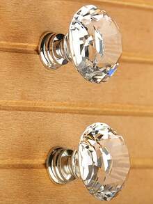 1件、2件、水晶玻璃抽屉/橱柜门把手，钻石型拉手 - 彩色 - 查看 3