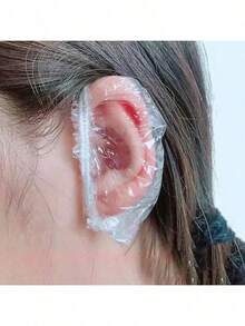 200pcs Disposable Ear Protectors Waterproof Ear Covers Plastic Shower Ear Protector Caps For Bathing Accessories Ear Cover Caps For Hair Dye Spa Salon,Waterproof Transparent Ear Pads, Designed To Fit The Contour Of The Ear, Stable And Not Fall Off, Suitable For Various Sizes Of Ears, Can Effectively Protect The Ears When Taking A Shower - Multicolor - View 1