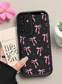 1 pieza Funda de teléfono a prueba de golpes con lazo rosa, cubierta protectora antideslizante gruesa compatible con Apple 16 ProMax/11/12/13/14 Plus/15 Pro/16/16 Pro y A35/A72/S21/S22/S23/S24/S25 Plus/Ultra resistente al agua, a las caídas y a los arañazos