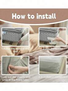 4 件套可锁床单支架、转角床单支架、防滑床单夹、床垫绑带、适用于大多数床单尺寸、防滑床单支架，可将床单牢固固定到位 - 彩色 - 查看 9