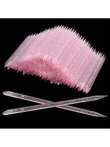 500/200/100/50 Peças Ferramentas de Arte de Unhas para Mulheres, Palito de Limpeza Acrílico Rosa de Duas Pontas, Palito de Esfoliação de Pele Morta, Ferramenta de Manicure