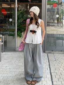 法式软系带无袖白色上衣 - 白色 - 查看 7