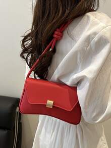 时尚纯色复古法棍简约腋下女士单肩包