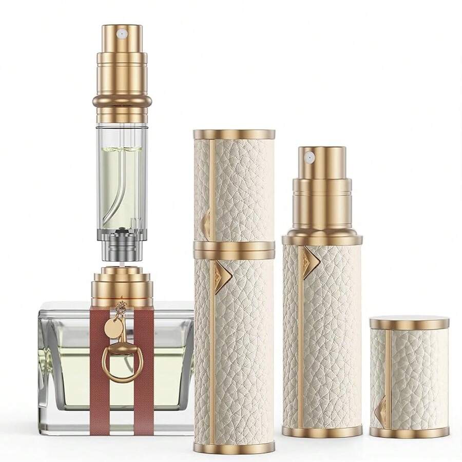 Travel Refillable Perfume Bottle, Leak-Proof 5ml Atomizer, Portable Luxurious Pocket Perfume Dispenser Pump Transfer Tool For Women Men Travel Accessories. - Cream-10ml - 查看 1