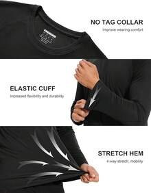 Men's Long Sleeve Shirts UPF 50+ UV Sun Protection Athletic Shirts For Hiking Running Workout Rash Guard-2025 - Black - View 5