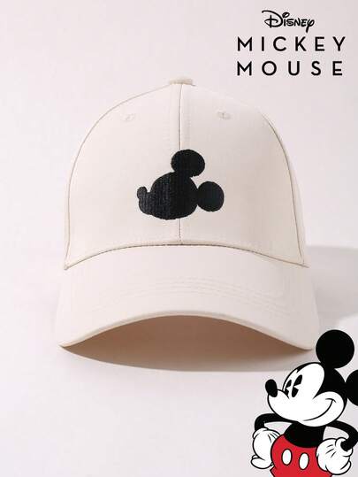 Disney 1 pieza Gorra de béisbol unisex con bordado oficial y autorizado de Mickey Mouse, ajustable, protección solar para exteriores, casual, adecuada para primavera, otoño, viajes, playa, estilo Y2K, gorra juvenil linda de vuelta a la escuela