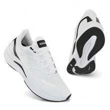 Men's Sports Tennis Shoes For Gym Running, Training, Work, Comfortable - 白黑 - 查看 4