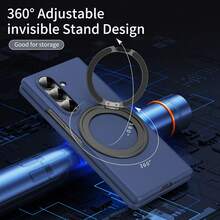 Hadaasi 1 pieza Funda con soporte magnético multicolor con película de vidrio templado integrada, soporte giratorio de anillo de 360°, compatible con carga inalámbrica magnética Magsafe, hebilla de anillo de dedo invisible, tacto de piel mate cómodo, adecuado para Samsung Galaxy Z Fold 8 Ultra/Z Fold 8/Z Fold 7/Z Fold 6/Z Fold6 Slim/W25/Z Fold 5/Z Fold 4/Z Fold 3 - Multicolor - Ver 5