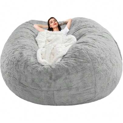 1pc Memory Foam Bean Bag, Large Size Adult Bean Bag Chair, Living Room Bedroom Dorm Fluffy Beanbag, Beanbag Cover Only Without Filling
