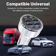 1个150W 8口车载充电器，支持PD/QC3.0快充，USB-C接口，兼容 16/15/14/13/12、iPad、安卓手机、笔记本电脑等设备。这款快充适配器支持快速充电，并可同时为多台设备充电。小巧的设计方便您随时随地高效充电。这款车载快充充电器是送给家人、朋友、孩子、朋友的礼物，也适合生日、圣诞节、冬季等各种场合。此外，它也是汽车配件的理想之选。 - 白色 - 查看 7