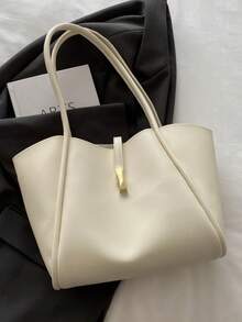 Nuevo bolso de hombro versátil de mujer de unicolor de lujo - Blanco - Ver 8