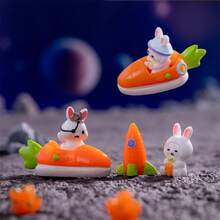 6 Stücke Halloween & Weihnachts Astronauten-Kaninchen Heim Tier Harz Kunsthandwerk Miniaturdekoration Landschaft Accessoires zum selbermachen