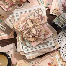 100 tờ giấy phong cách cổ điển, giấy scrapbook thẩm mỹ cổ điển chất lượng cao, giấy nền thủ công trang trí, thích hợp cho DIY, sổ kế hoạch, scrapbook, đồ dùng học tập, trở lại trường - Nhiều màu - Xem 10