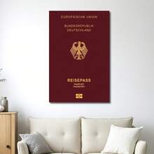 1pc Modern Canvas Poster, Featuring Elegant Burgundy, Gold, And White German Eagle Emblem Wall Arts Canvas Posters, With High-Definition Printing And Optional Frame, Perfect For Living Room, Bedroom, Office Decoration, Bedroom Art | National Emblem Art | Gold Details - Multicolor - View 3
