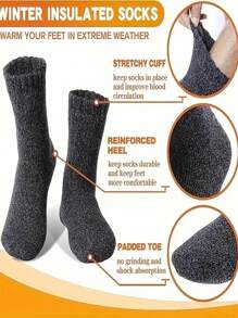 20/15/10/5/3/1 Pares de Meias de Inverno Super Grossas e Quentes - Presente de Natal Confortável e Macio para o Pai, Adequado para Clima Frio, Meias Longas, Inverno, Meias Pretas, Meias Quentes Femininas, Meias Casuais Grossas Absorventes de Umidade e Confortáveis, Duráveis e Duradouras, Unissex