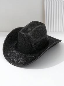 1pc Unisex Rhinestone Tassel Fringed Shiny Cowboy Hat, Creative Punk Style Wide Brim Hat, Suitable As Bridesmaid/Bride Hat, Great For Parties, Western Themed Events, Gatherings, Engagement Parties, Cosplay, Graduations, Masquerade Balls, Festivals, Weddings, Birthdays, Music Festivals, Coming Of Age Ceremonies