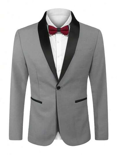 Herren Lässig Kontrast Farbige Schalkragen Blazer