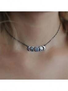 1pc Vintage Creative Lunar Eclipse Necklace, Women Fashion Jewelry Accessory - Silver - View 1