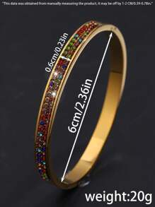 1 Peça Pulseira de Aço Inoxidável com Diamantes Coloridos em Duas Fileiras, Estilo Luxo e Personalizada, Adequada para Eventos de Gala, Clássica e da Moda, Ideal para Uso Diário ou Ocasiões Especiais/Presentes de Natal e Dia dos Namorados para Mulheres