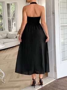 Vestido casual de playa, vacaciones, temperamento elegante, vuelta al colegio, citas, festivales de música, Día de la Madre, temporada de graduación, con cuello colgante y espalda descubierta, talla grande, para mujer