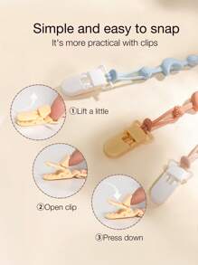 3pcs Baby Bear Design Anti-Lost Hanging Strap, Silicone Leash Clip Suitable For Bottles, Pacifiers, Teethers, Toys, Portable Baby Anti-Drop Chain