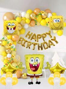 SpongeBob SquarePants 18件套海绵宝宝主题海绵宝宝和派大星铝箔气球套装 - PVC派对装饰套装，生日派对装饰，增添节日气氛 - 适用于家庭聚会、周年纪念日和节日、婚礼、生日、圣诞节、家居装饰、圣诞装饰、房间装饰、冬季圣诞装饰、圣诞礼物、圣诞装饰品 - 彩色 - 查看 2