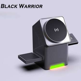 多功能隐藏式磁吸三合一无线充电器，15W触控式电动旋转折叠无线充电器，便携式无线充电器，兼容苹果手表和